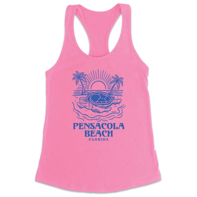 Women's Pensacola Beach Turtle Days Racerback Tank Top Charity Pink