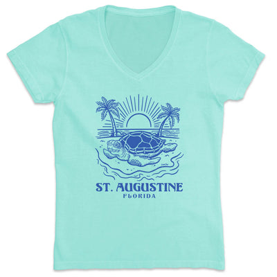 Women's St. Augustine Turtle Days V-Neck T-Shirt Chill
