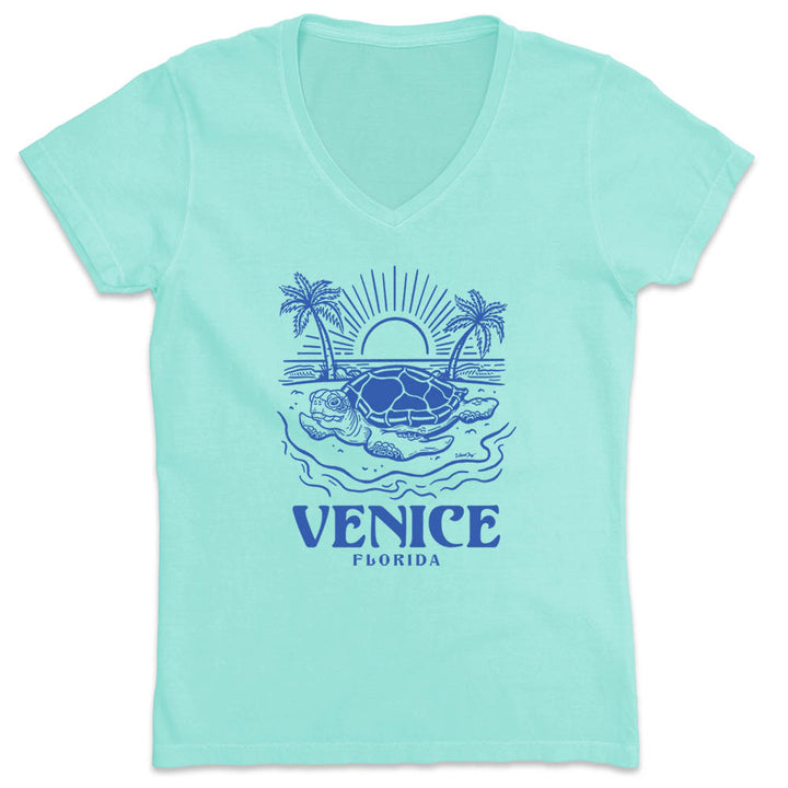 Women's Venice Turtle Days V-Neck T-Shirt Chill