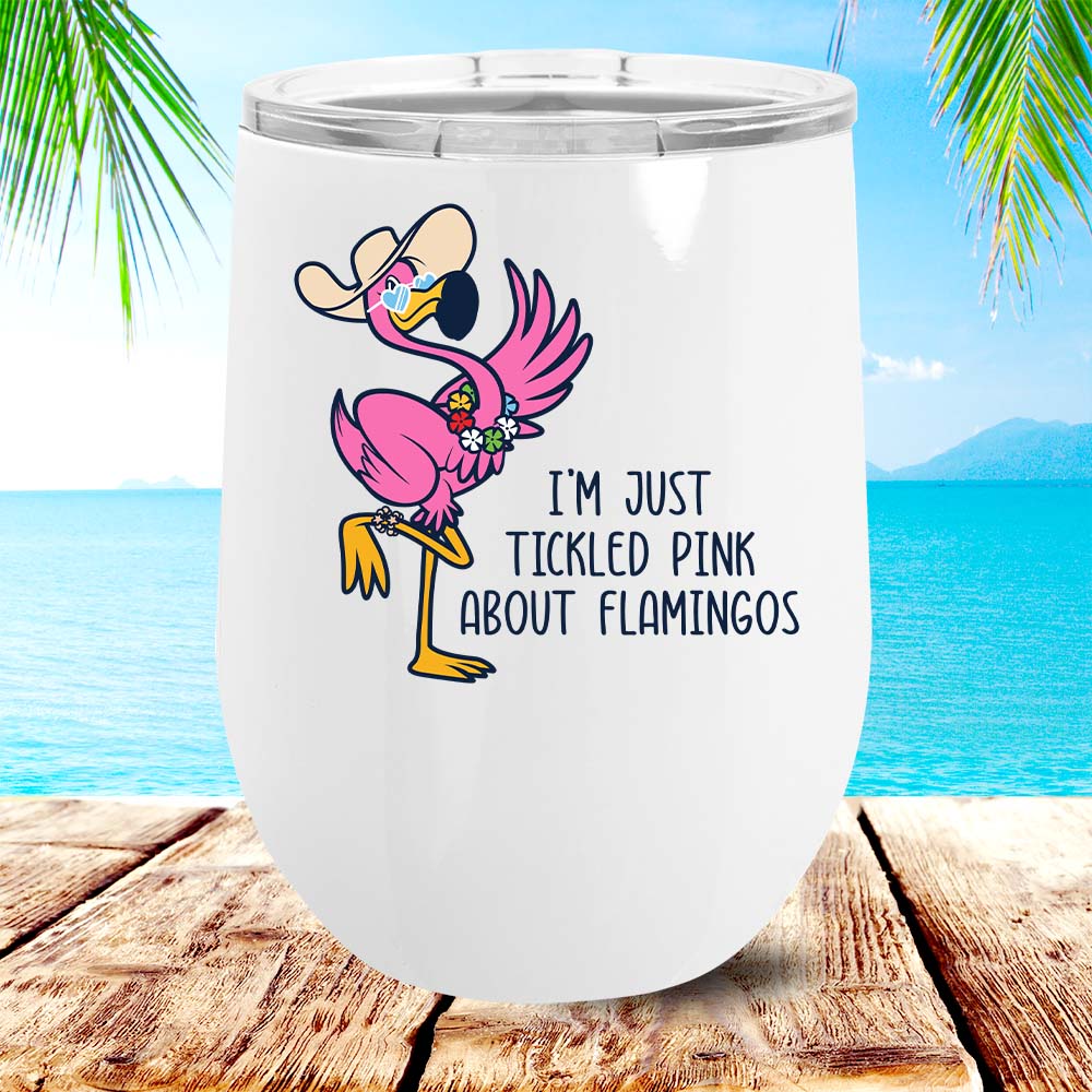 Felicia The Flamingo Tickled Pink Metal Stemless Wine Tumbler 12oz