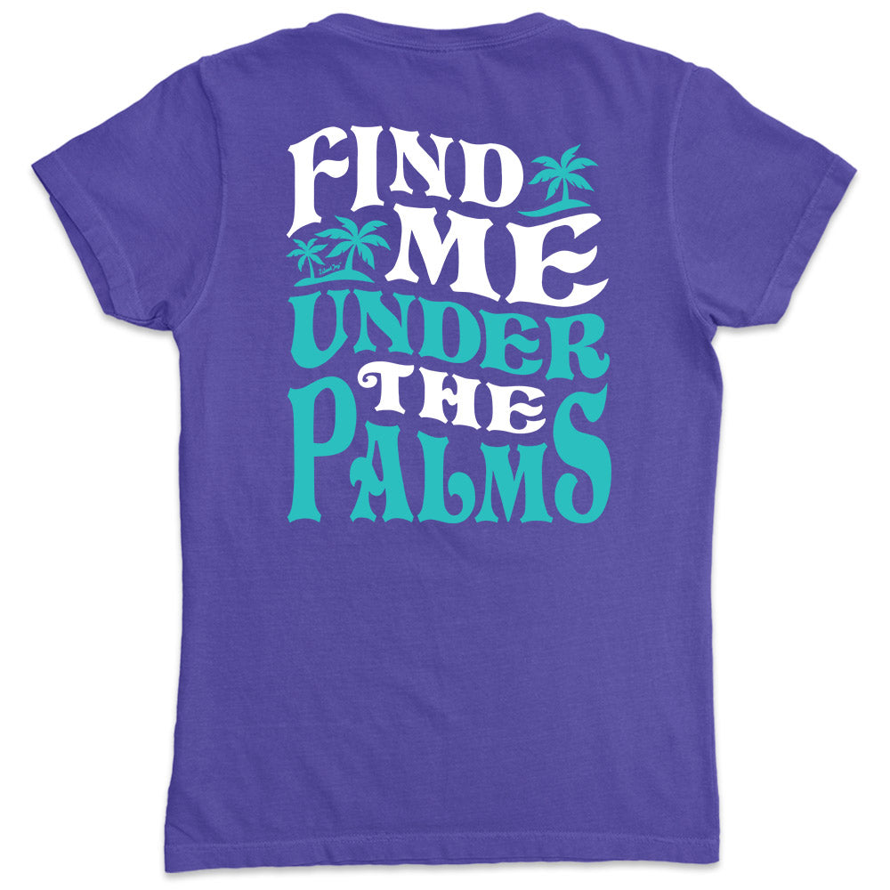 Women's Find Me Under The Palms V-Neck T-Shirt Purple