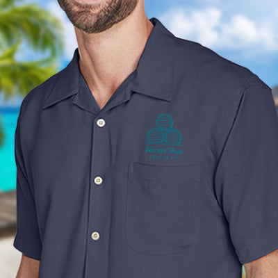Florida Rum Society Embroidered Logo Camp Shirt Closeup