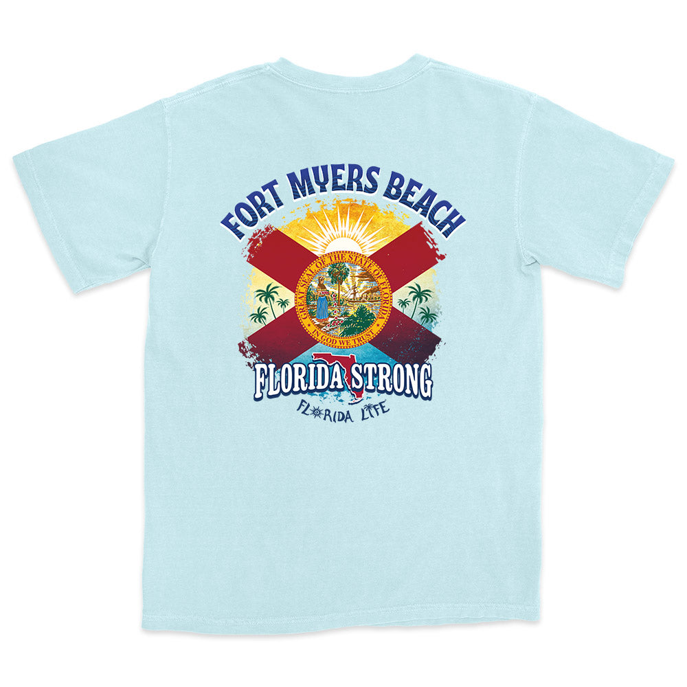 Florida Strong Fort Myers Beach Flag T-Shirt Chambray