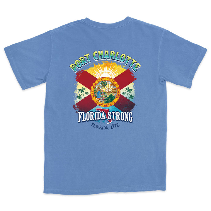 Florida Strong Port Charlotte Flag T-Shirt Flo Blue