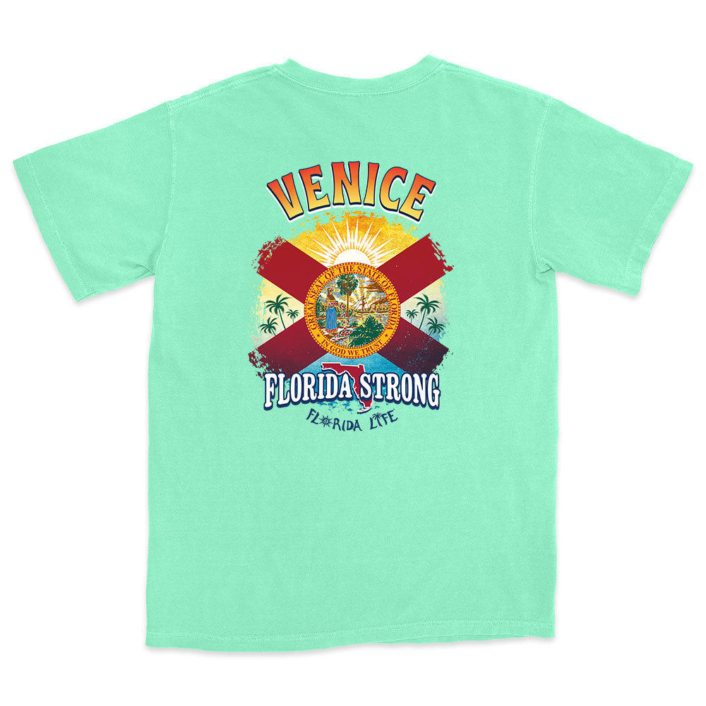 Florida Strong Venice Flag T-Shirt Island Reef Green