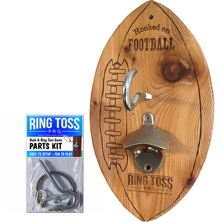 Hooked on Football + Beer Bottle Opener Hook & Ring Toss Game CLOSEOUT