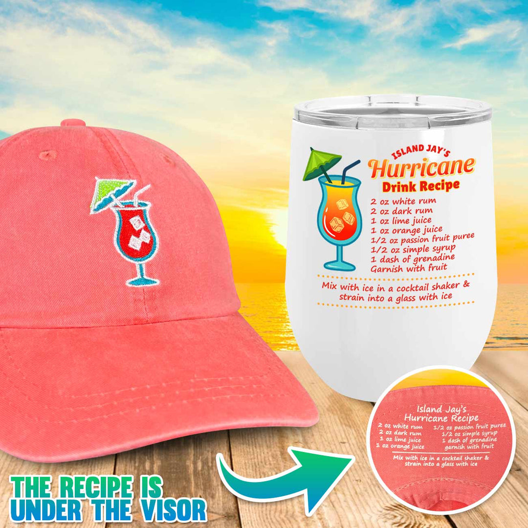 Hurricane Recipe Embroidered Hat With Tumbler