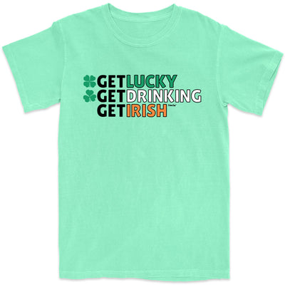 Get Lucky Get Drinking Get Irish T-Shirt Island Reef Green