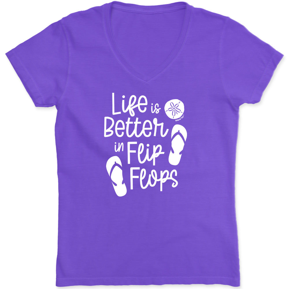 Womens T-Shirt Life Is Better In Flip Flops  Purple