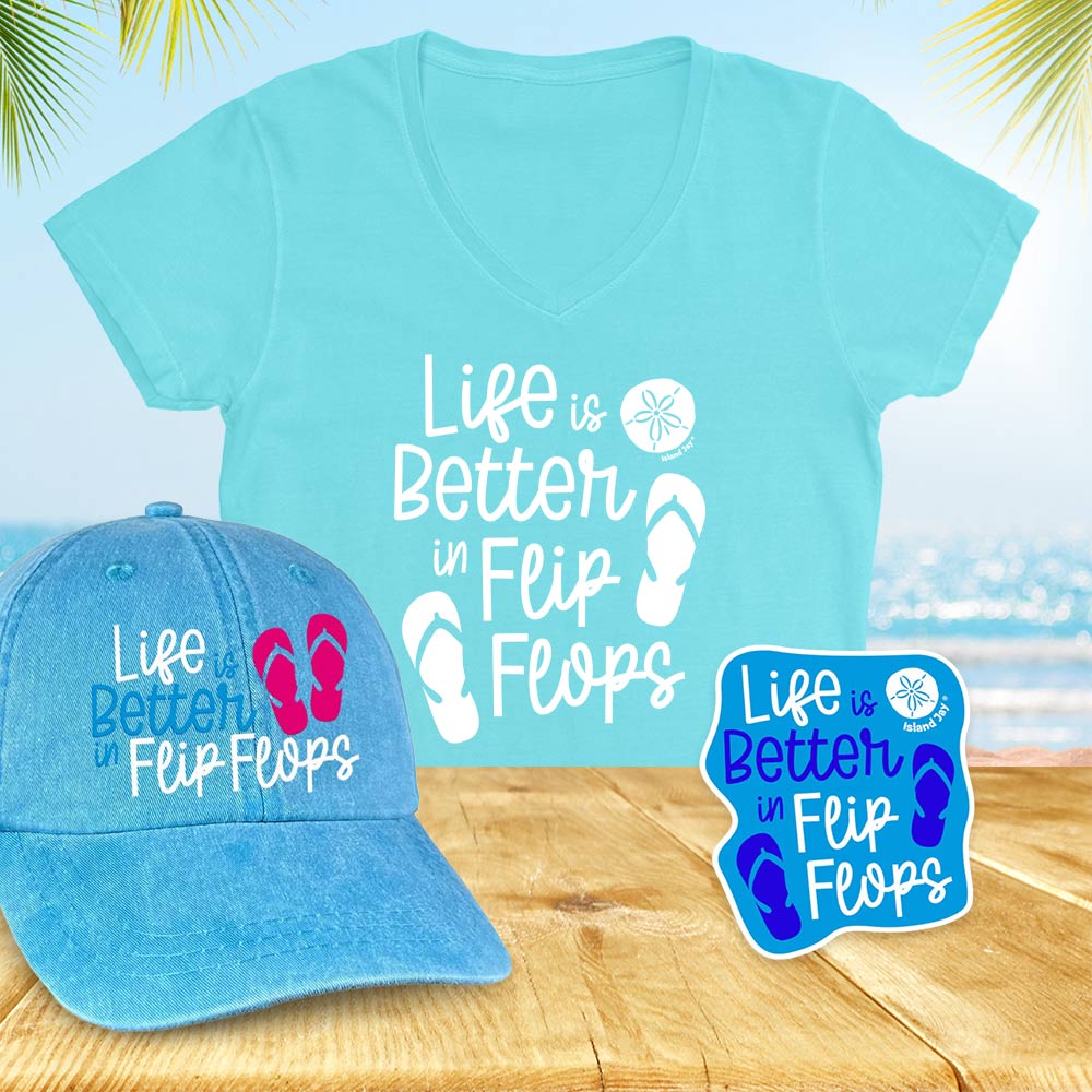 Women's Life Is Better In Flip Flops V-Neck Package Deal Aqua