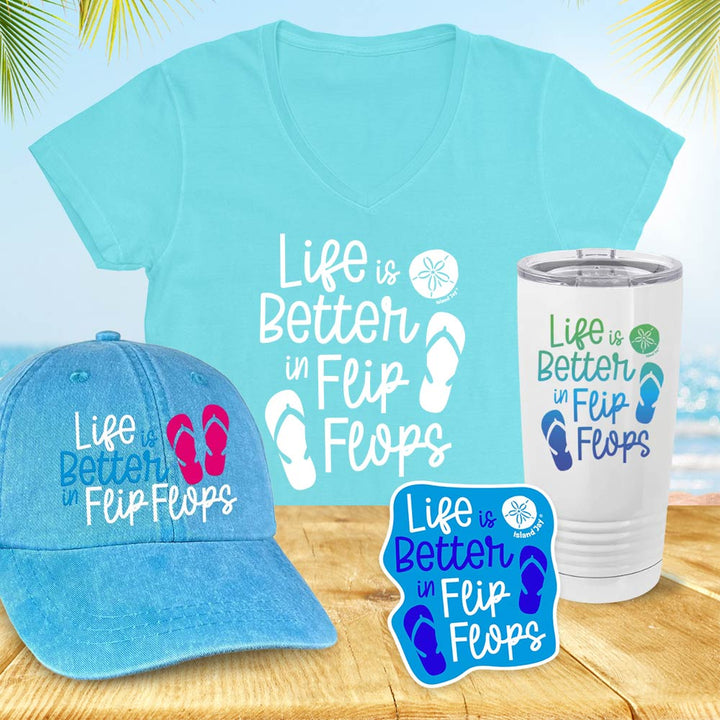 Women's Life Is Better In Flip Flops V-Neck Package Deal Aqua