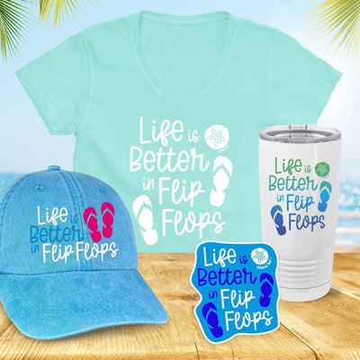 Women's Life Is Better In Flip Flops V-Neck Package Deal Chill