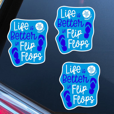 Life Is Better In Flip Flops Die Cut Beach Sticker 3 pack