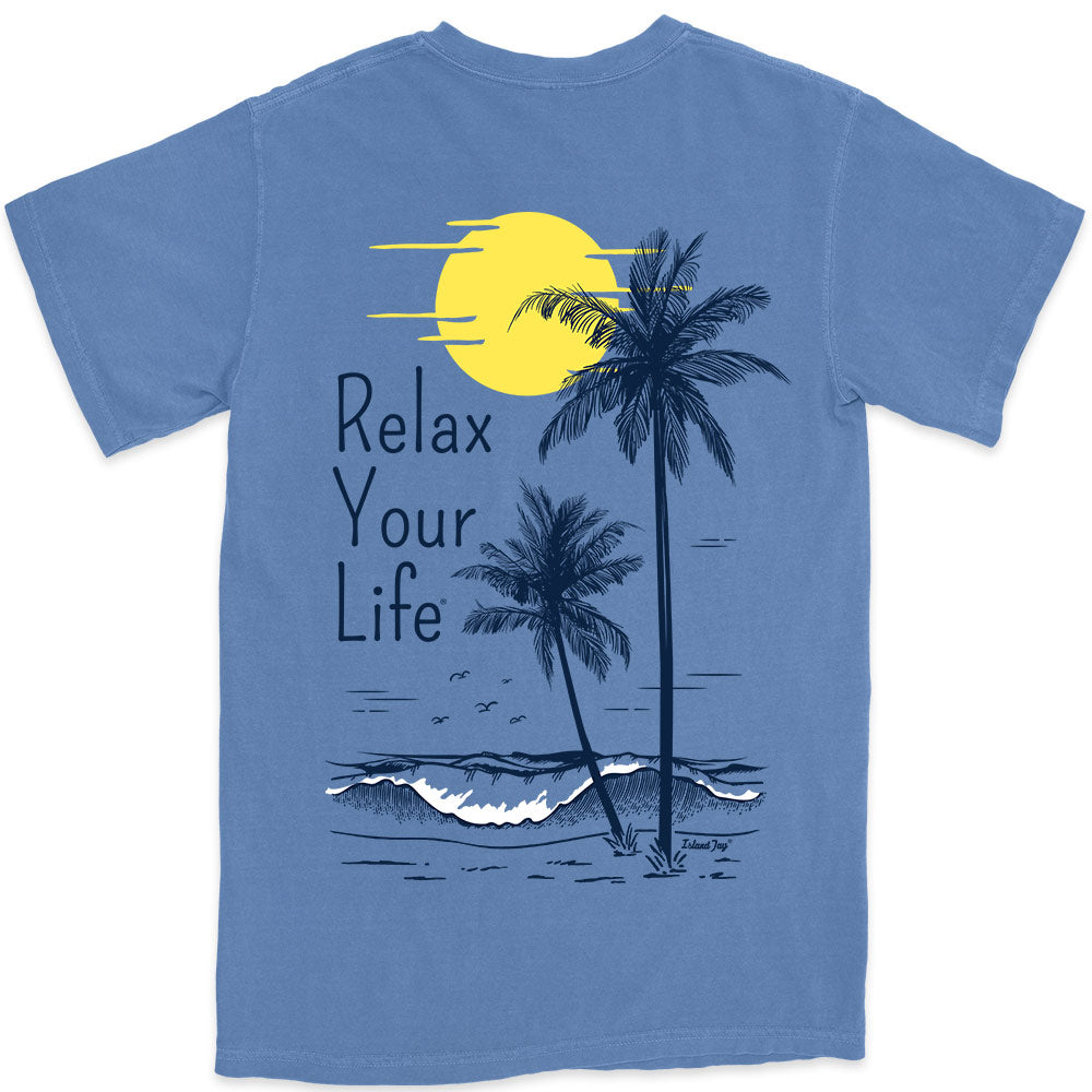 Relax Your Life Tropical Spot T-Shirt Flo Blue