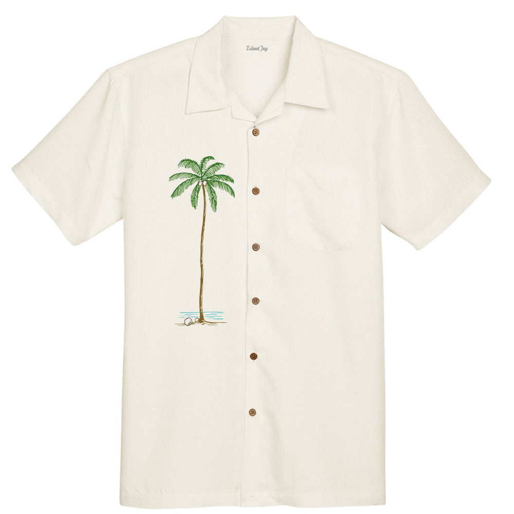 A Lone Palm Embroidered Barbados Camp Shirt
