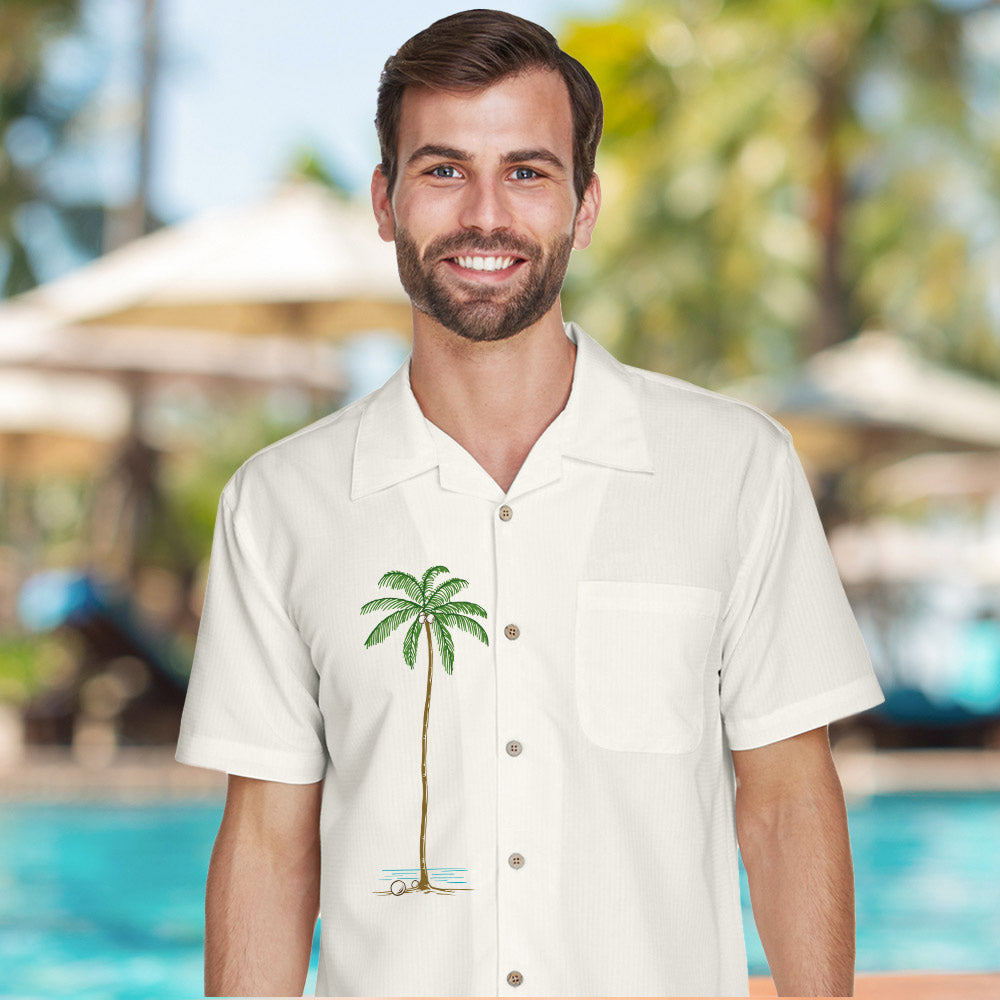 A Lone Palm Embroidered Barbados Camp Shirt