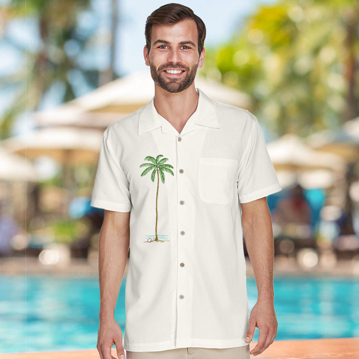 A Lone Palm Embroidered Barbados Camp Shirt