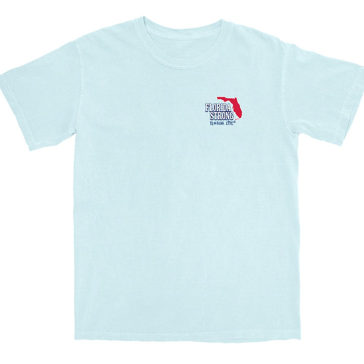 Florida Strong Sanibel Island Flag T-Shirt Chambray Light Blue