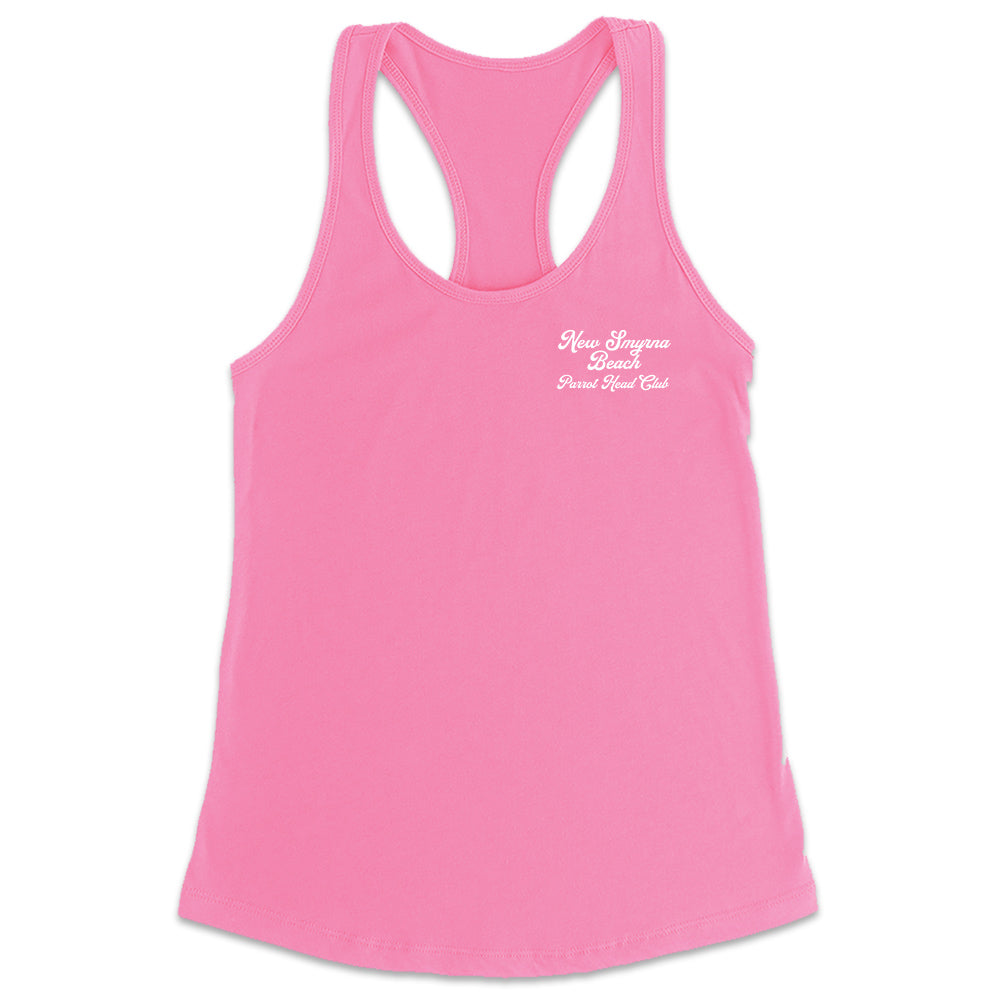 Women's New Smyrna Beach Parrot Head Club Racerback Tank Top Charity Pink