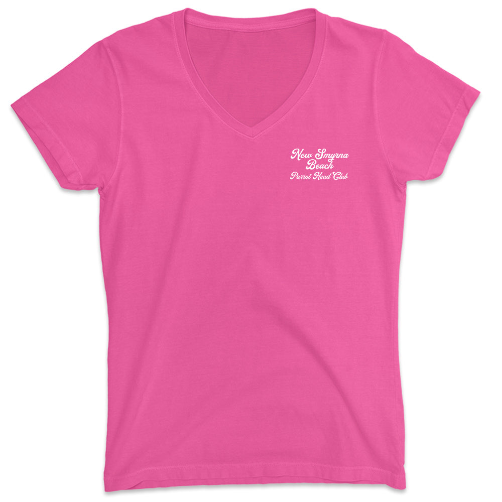 Women's Official New Smyrna Beach Parrot Head Club V-Neck T-Shirt