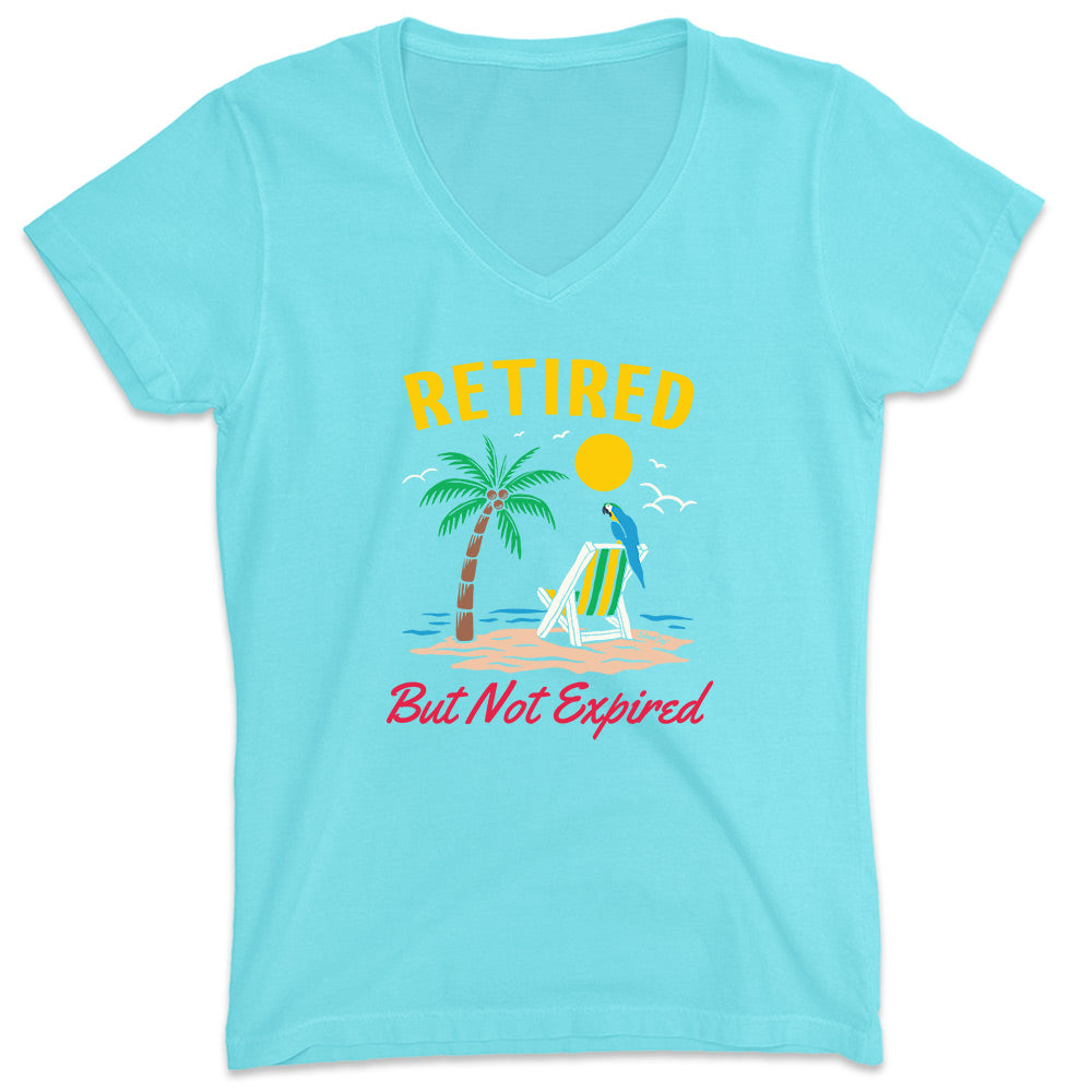 Women's Retired But Not Expired V-Neck T-Shirt Aqua
