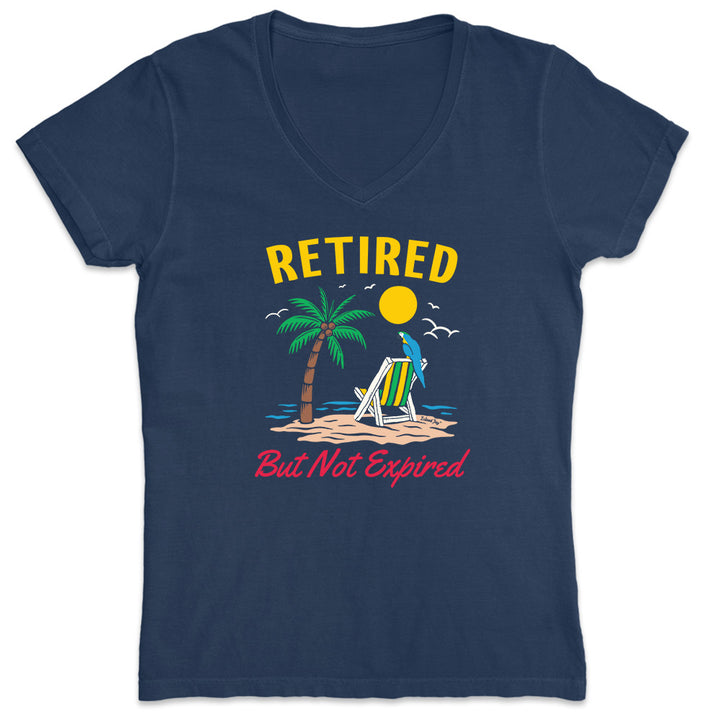 Women's Retired But Not Expired V-Neck T-Shirt Navy
