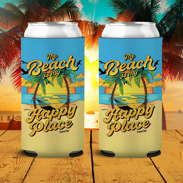 The Beach Is My Happy Place Sunset SLIM Can Cooler 2 Pack