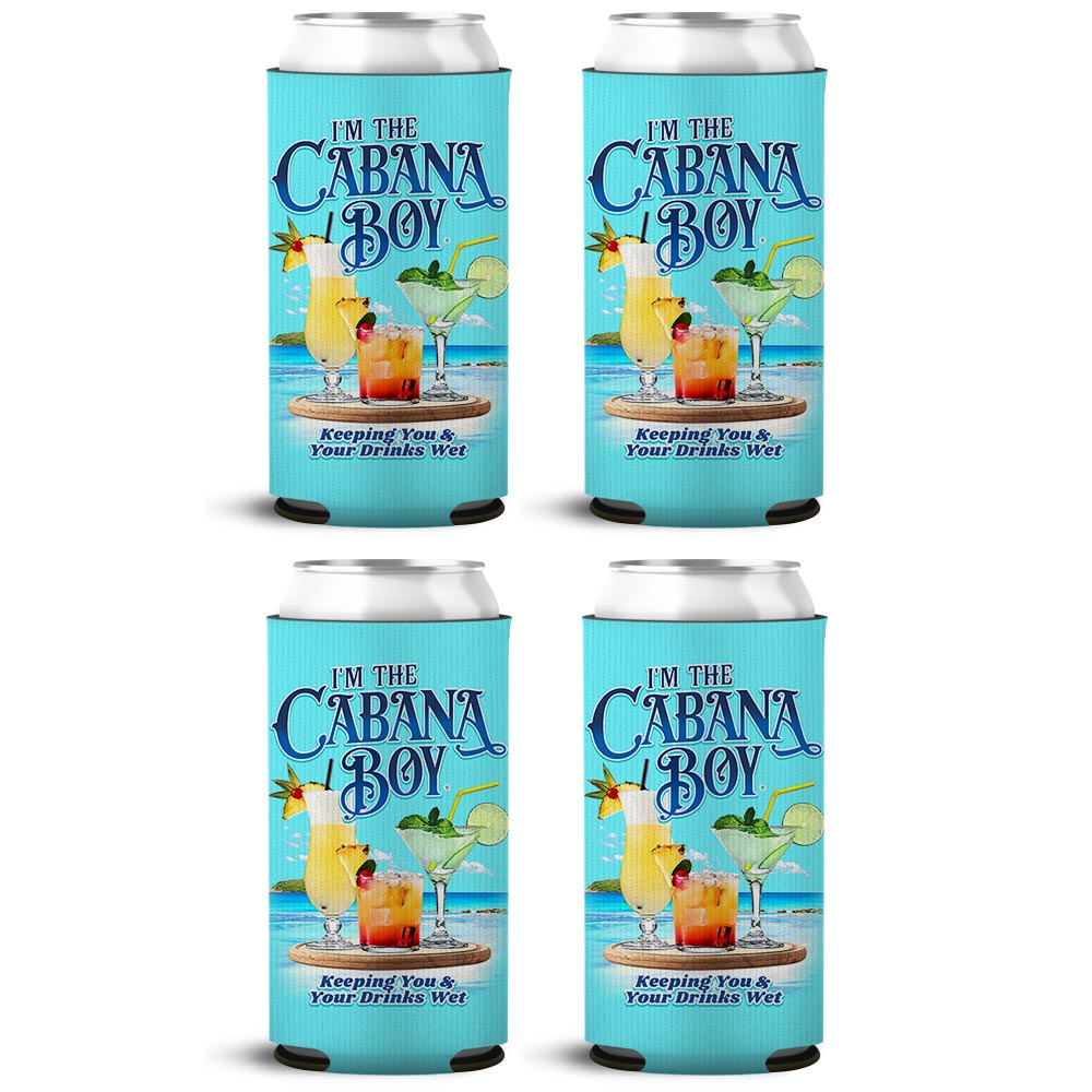 I'm The Cabana Boy - Keeping You And Your Drinks Wet SLIM Can Cooler 4 Pack