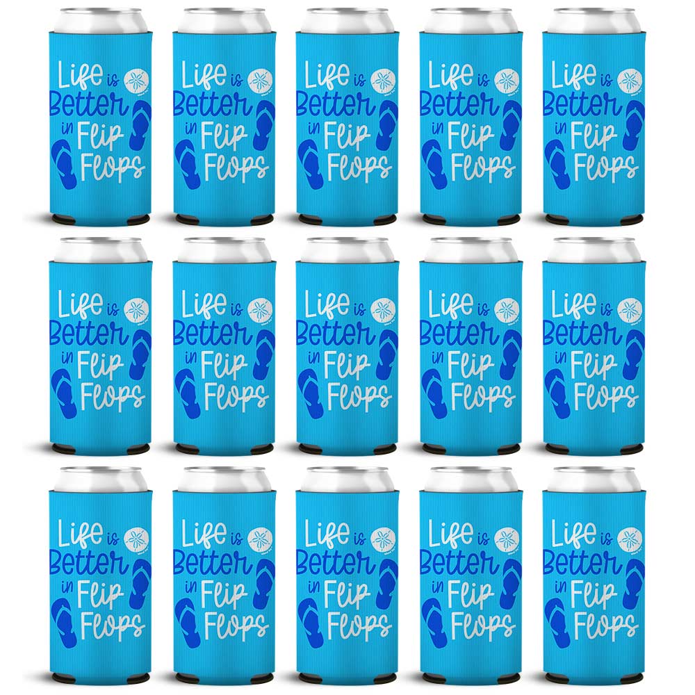 Life Is Better In Flip Flops SLIM Can Cooler 15 Pack