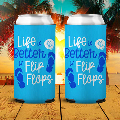 Life Is Better In Flip Flops SLIM Can Cooler 2 Pack