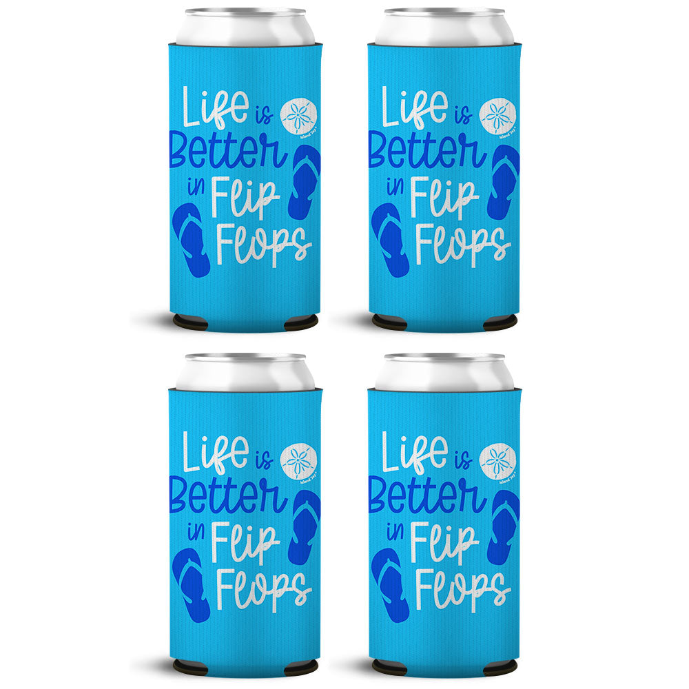 Life Is Better In Flip Flops SLIM Can Cooler 4 Pack
