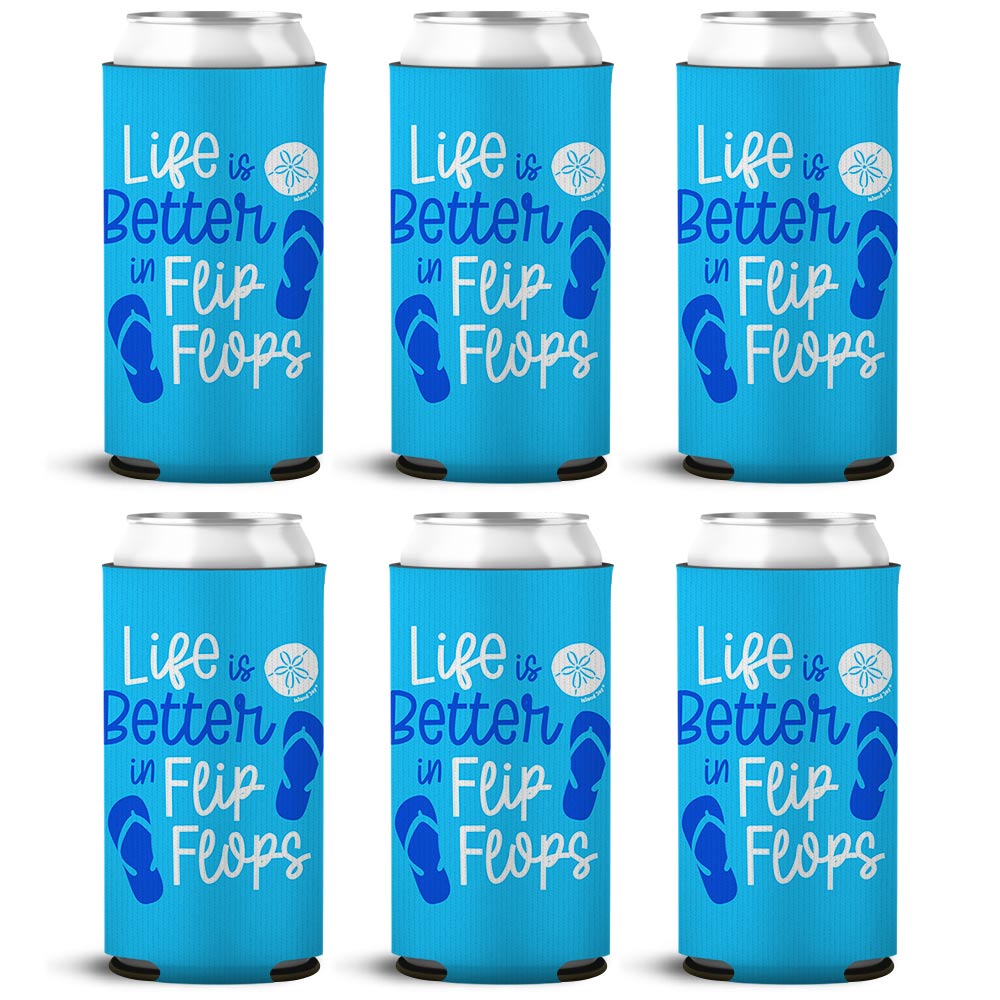 Life Is Better In Flip Flops SLIM Can Cooler 6 Pack