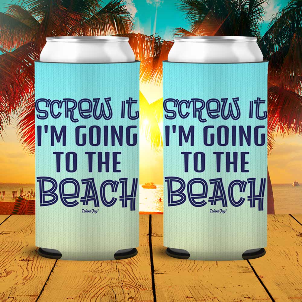 Screw It I'm Going To The Beach SLIM Can Cooler 2 Pack