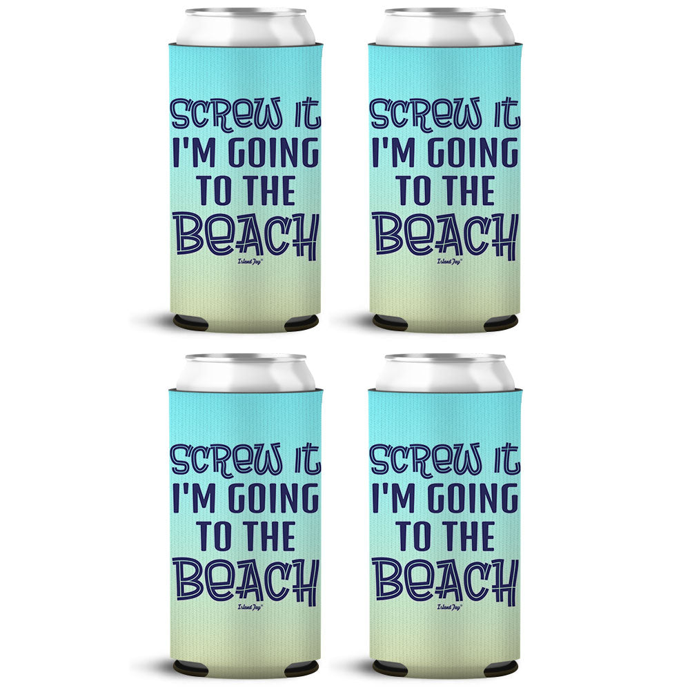 Screw It I'm Going To The Beach SLIM Can Cooler 4 Pack