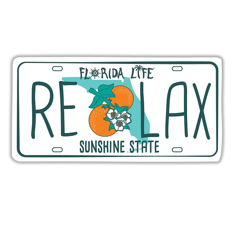 Florida Life Relax License Plate 4" Die Cut Beach Sticker