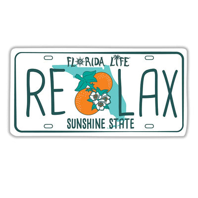 Florida Life Relax License Plate 4" Die Cut Beach Sticker