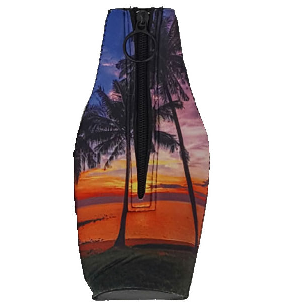 Sunset at the Beach Zippered Beer Bottle Cooler Sleeve