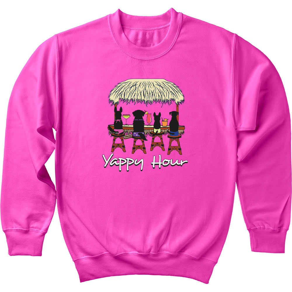 Yappy Hour Beach Dog Sweatshirt Neon Pink