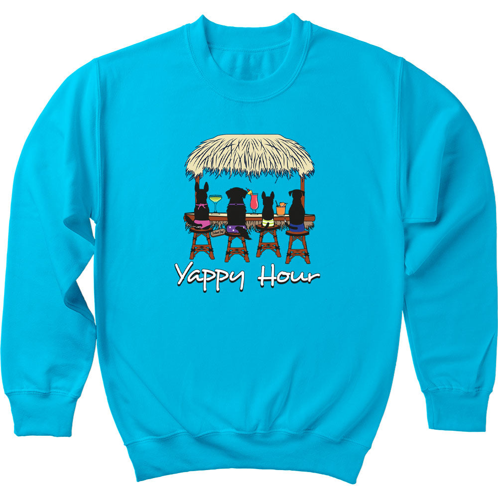 Yappy Hour Beach Dog Sweatshirt Scuba Blue