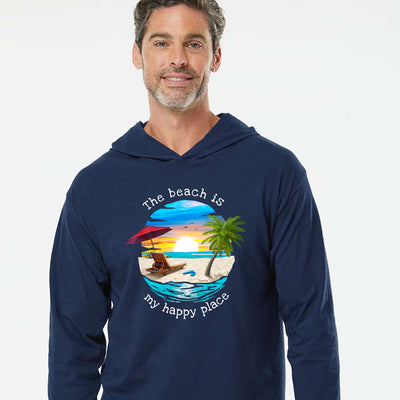 The Beach is my Happy Place Tropical Getaway Tee Hoodie