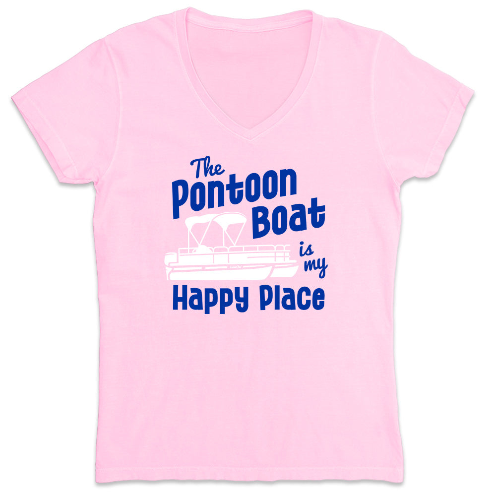 Women's The Pontoon Boat is my Happy Place V-Neck Light Pink