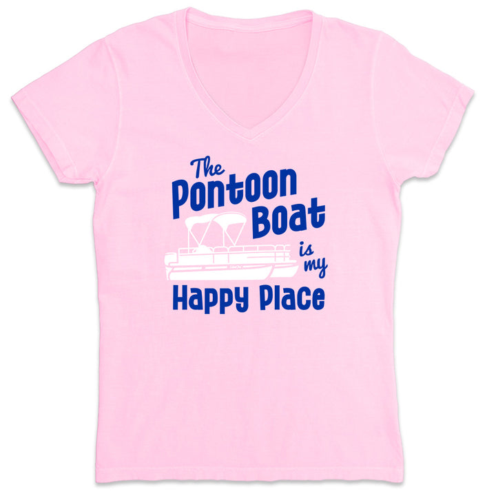 Women's The Pontoon Boat is my Happy Place V-Neck Light Pink