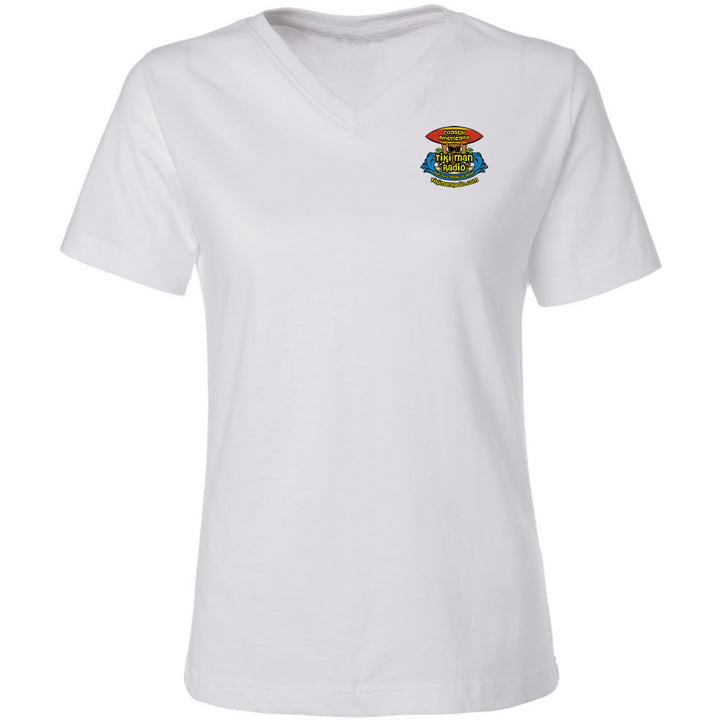Women's Tiki Man Radio Coastal Americana V-Neck T-Shirt