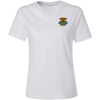 Women's Tiki Man Radio Coastal Americana V-Neck T-Shirt