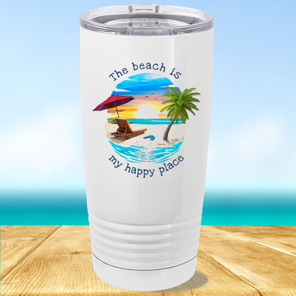 The Beach is my Happy Place Tropical Metal Tumbler 20oz