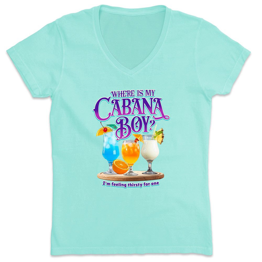 Women's Where Is My Cabana Boy - I'm Feeling Thirsty V-Neck T-Shirt Chill