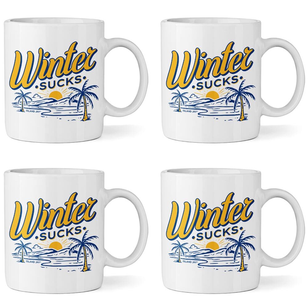 Winter Sucks Island 11oz Ceramic Mug 4 Pack