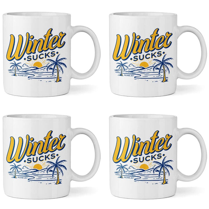 Winter Sucks Island 11oz Ceramic Mug 4 Pack
