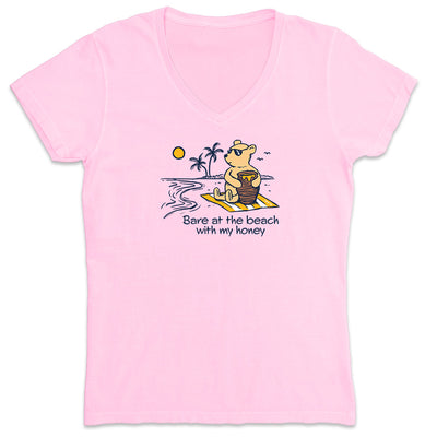 Women's Winnie's Bare At The Beach V-Neck T-Shirt Light Pink