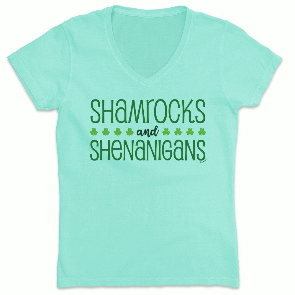 Women's Shamrocks and Shenanigans V-Neck T-Shirt Chill